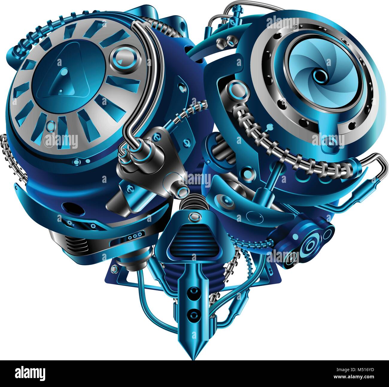 Complex mechanical heart vintage style steam punk. Mechanism in the shape of a heart. Technological concept. A symbol of love. VECTOR Stock Vector