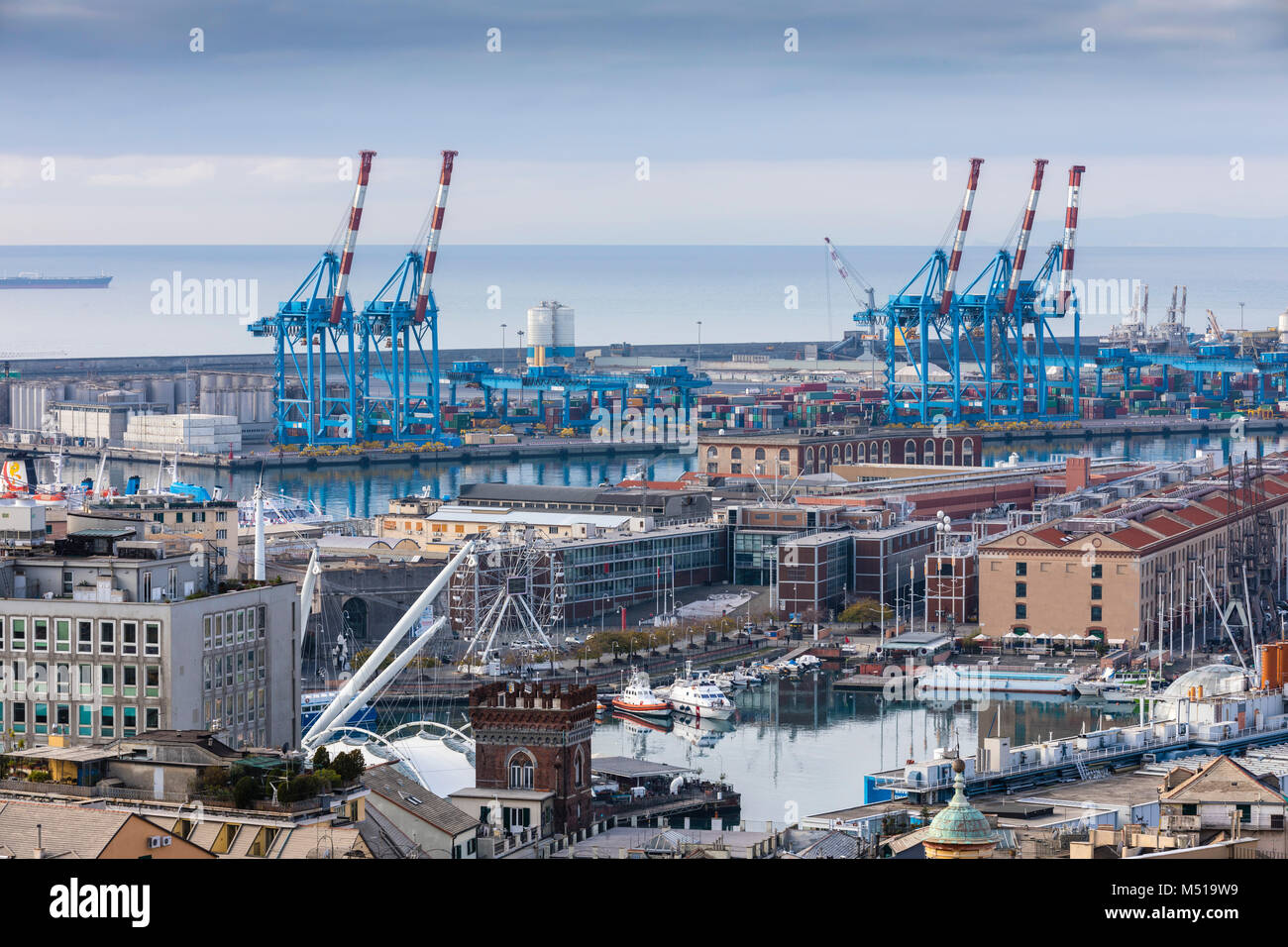 port of genova italy aerial view Stock Photo
