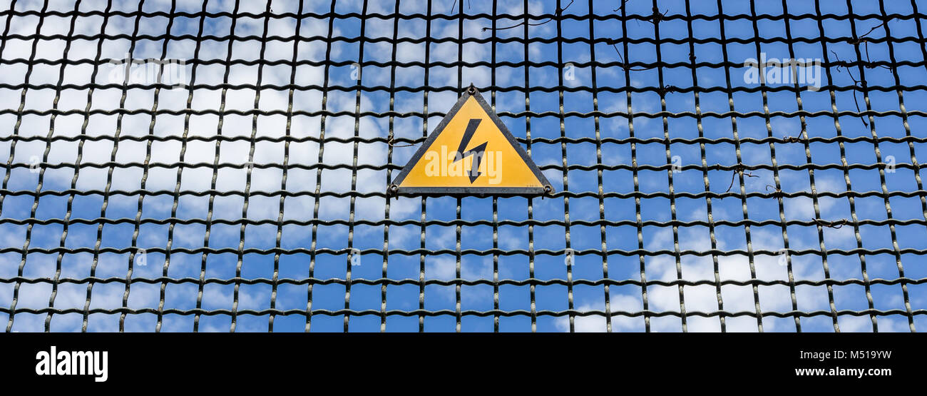 High voltage warning sign Stock Photo