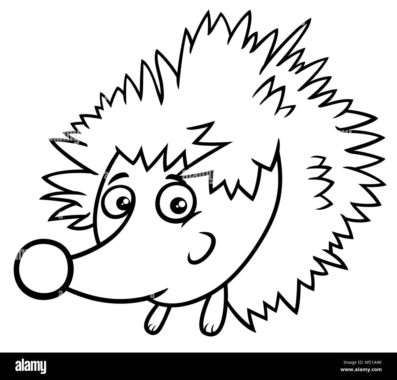 cartoon hedgehog character coloring book Stock Photo