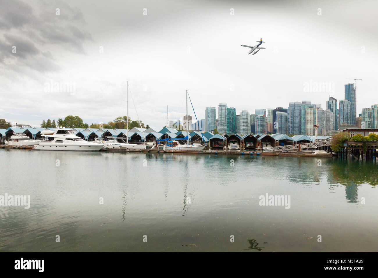 vancouver touristic pier with seaplane british columbia canada Stock Photo
