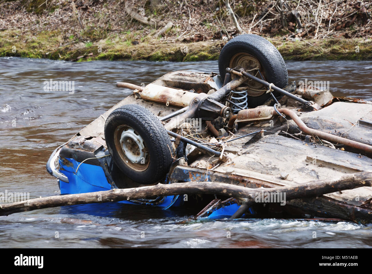 car in the river Stock Photo Alamy