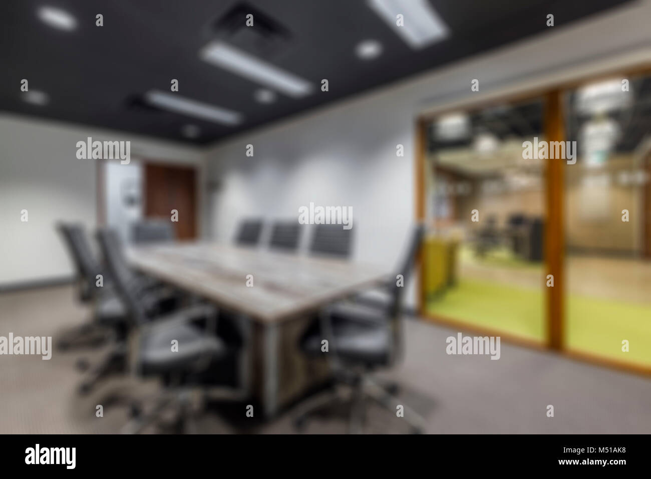 Blurred abstract background of offices interior, shallow depth of focus. Stock Photo