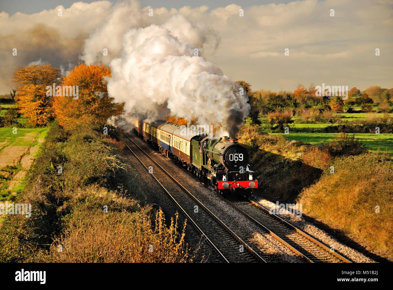 GWR loco No 6024 King Edward 1 adds to the autumn colours as it heads a ...