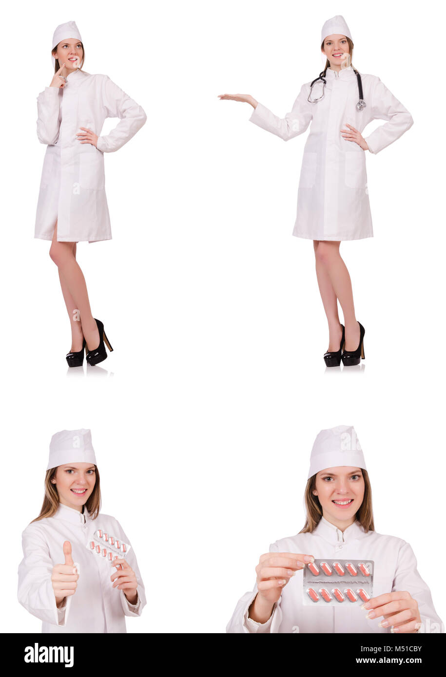 The young woman doctor isolated on white Stock Photo - Alamy
