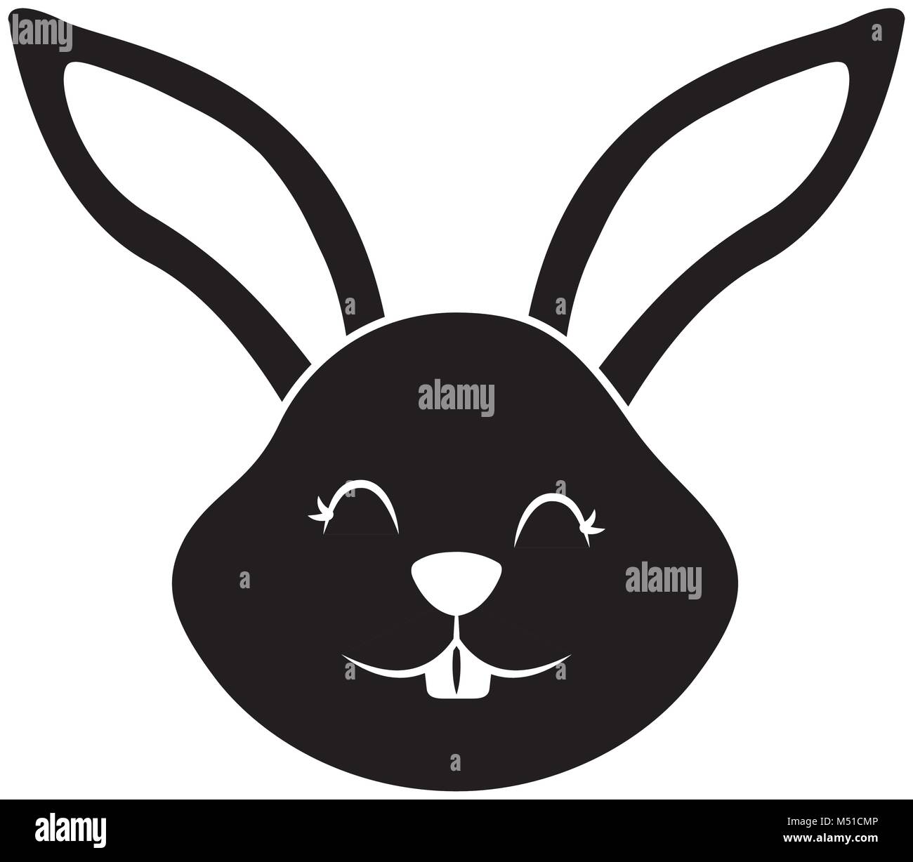 funny cute head rabbit ears animal cartoon Stock Vector Image & Art - Alamy