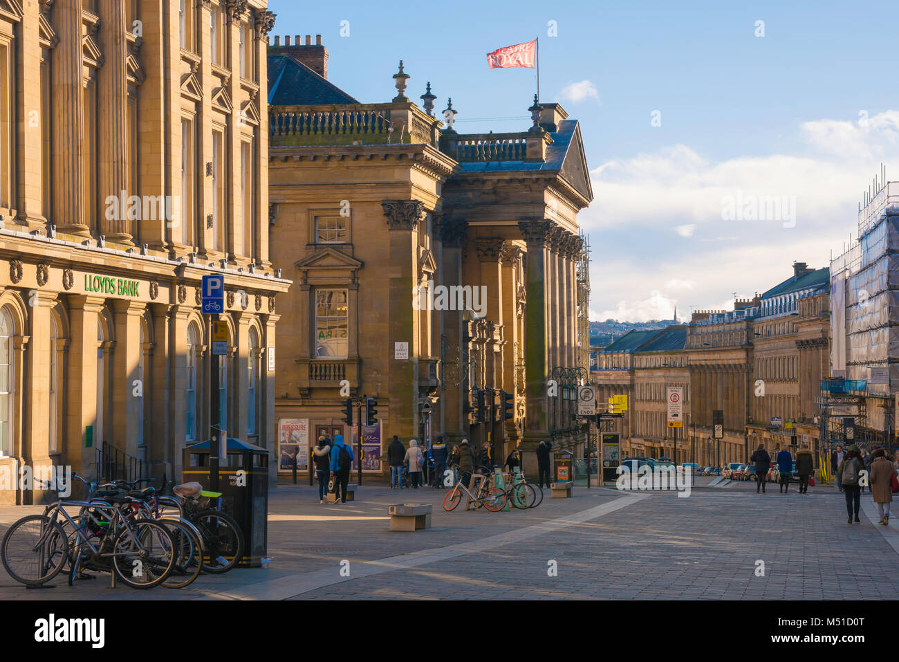 Newcastle upon Tyne, view of the neoclassical architecture in Grey Street  in Newcastle city centre, Tyne And Wear, England Stock Photo