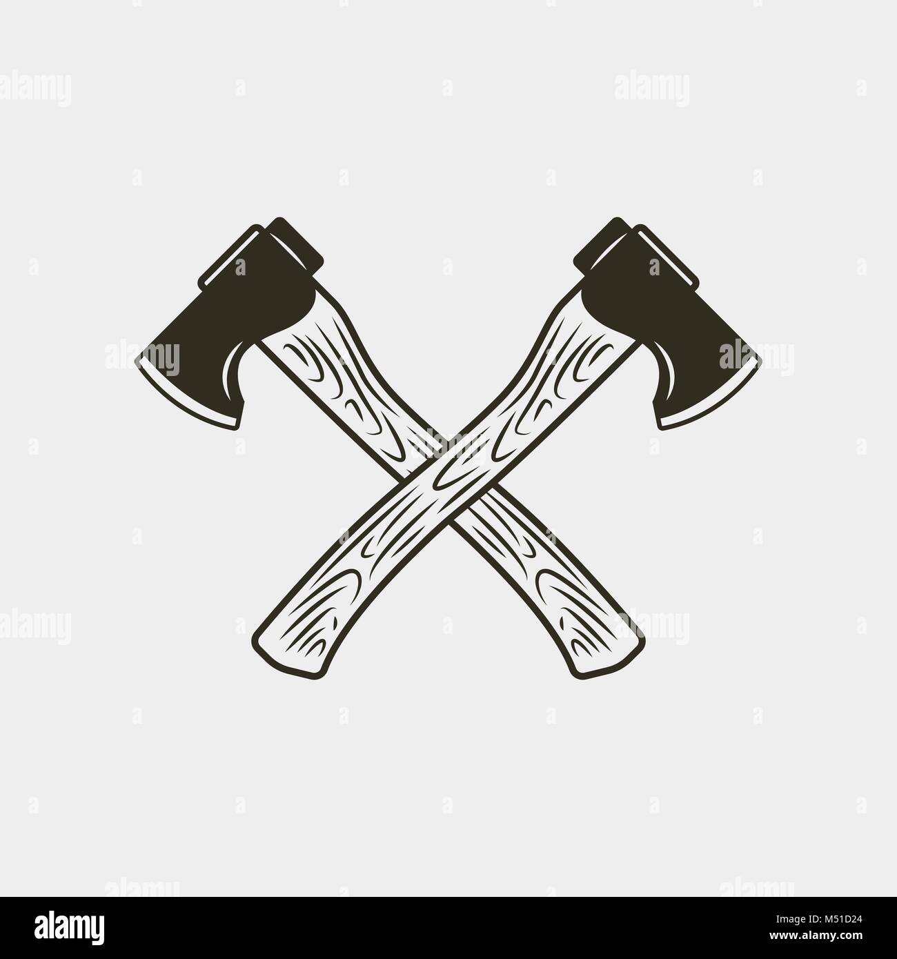 two crossed axes isolated on white background. vector illustration