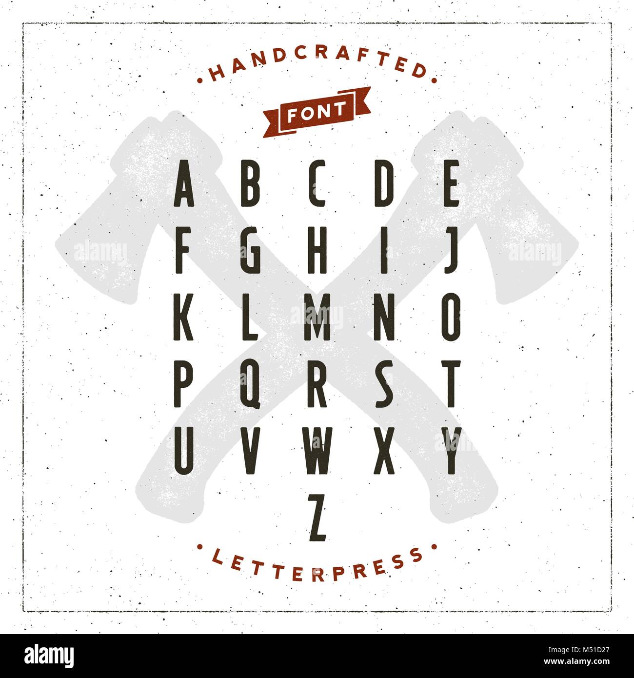 vintage retro handcrafted font with letterpress effect. vector illustration Stock Vector
