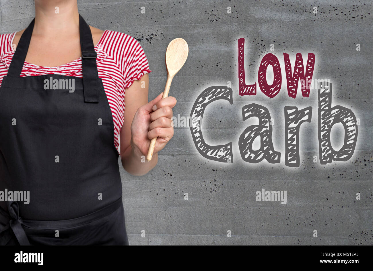 Low Carb concept is shown by cook. Stock Photo