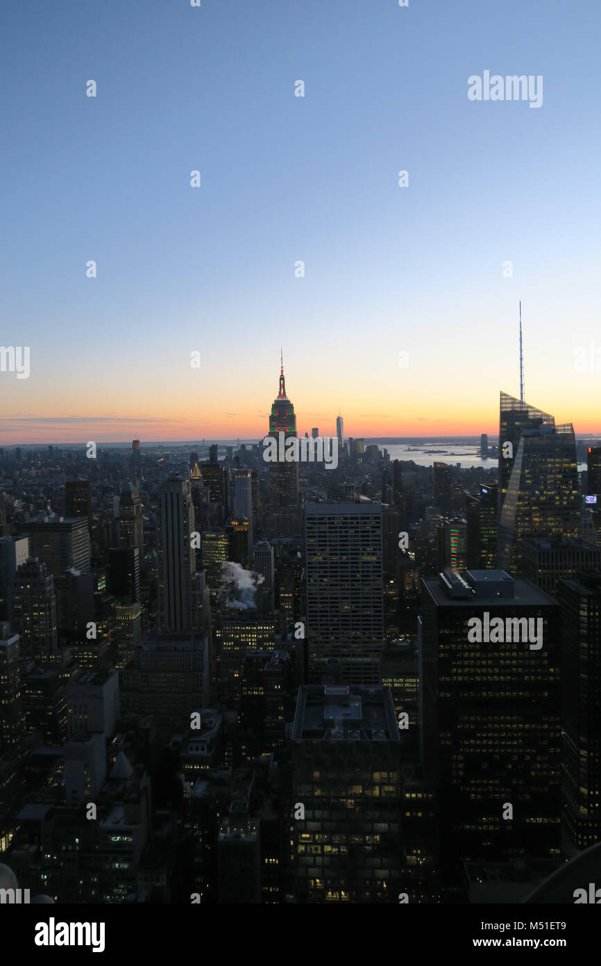 New York City Skyline in Sunset Stock Photo - Alamy