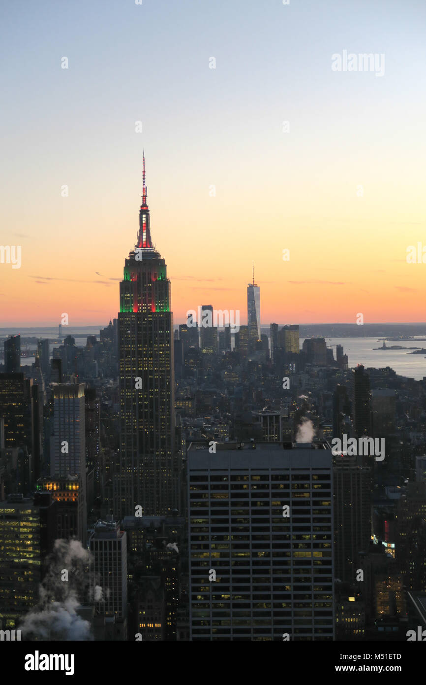 New York City Skyline in Sunset Stock Photo - Alamy