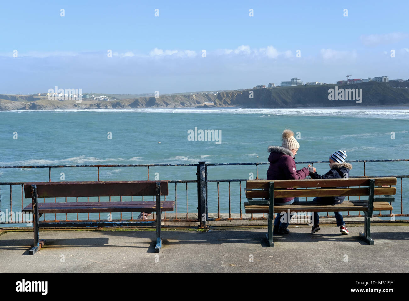 A mother and her daughter by the sea. Stock Photo