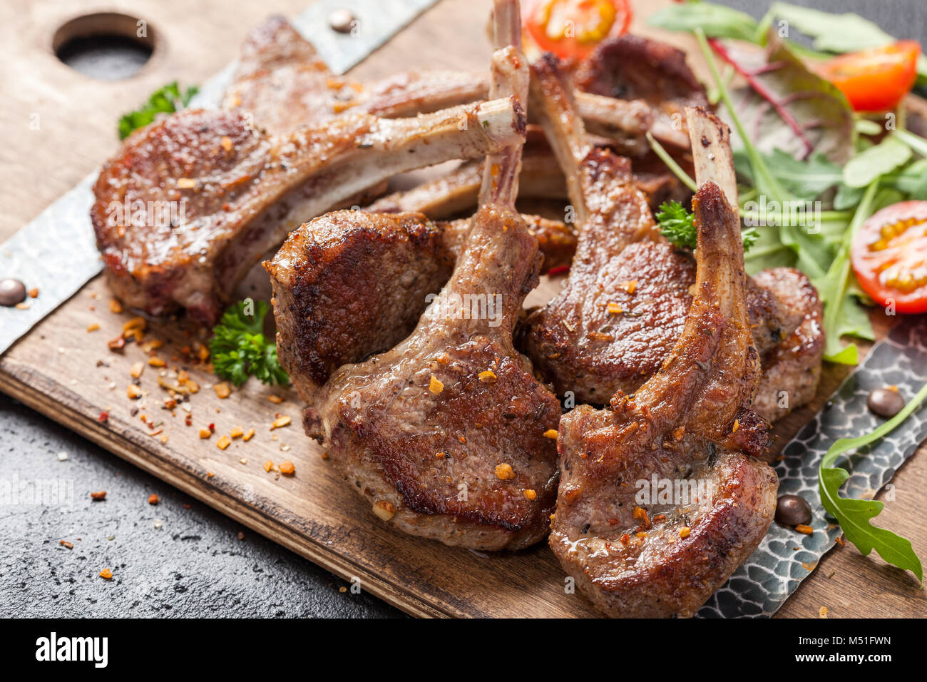 Roasted lamb ribs with Stock Photo Alamy