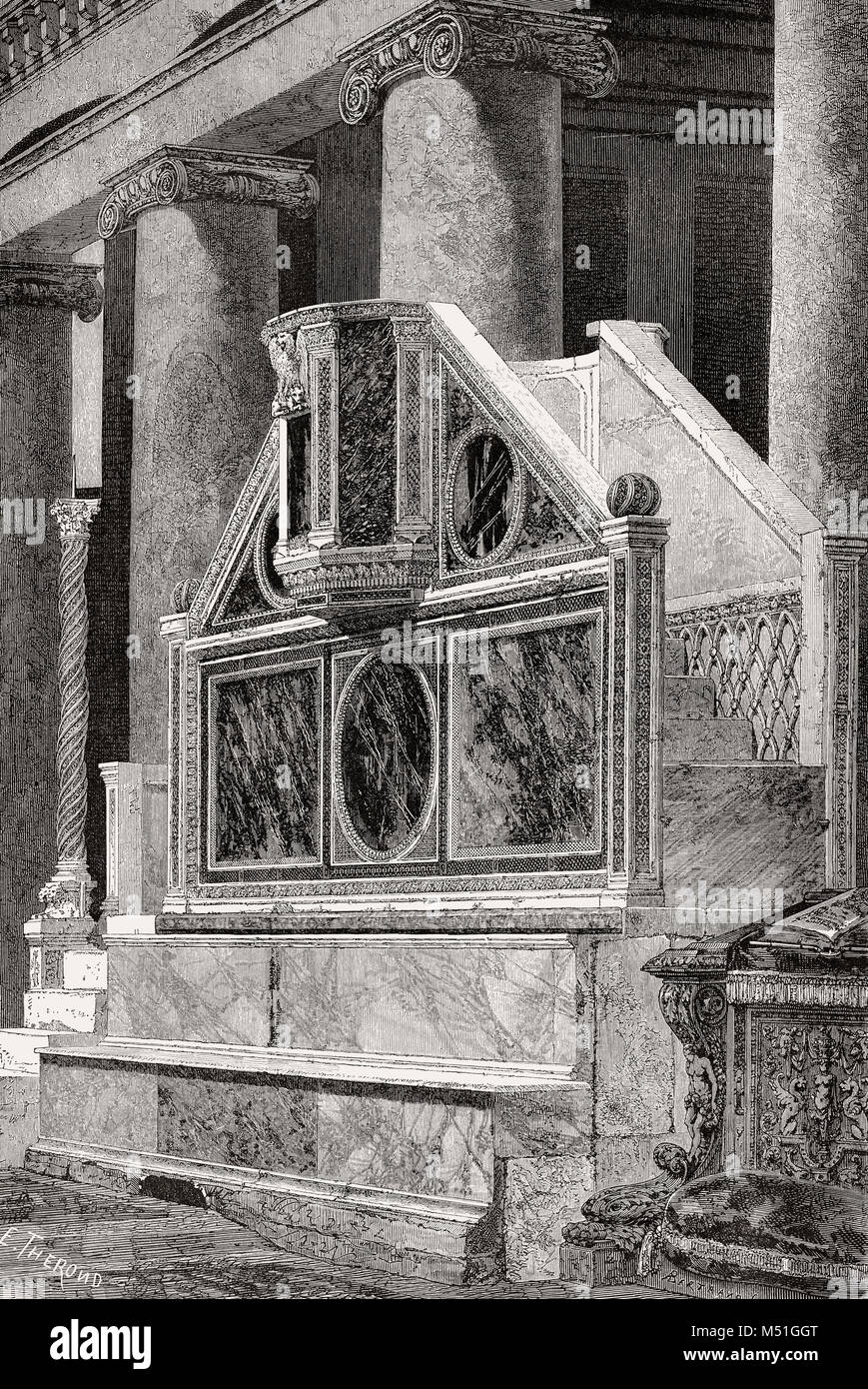 Pulpit Rome Pulpit of Gospel, San Lorenzo fuori le mura, Rome, Italy, 19th Century ...