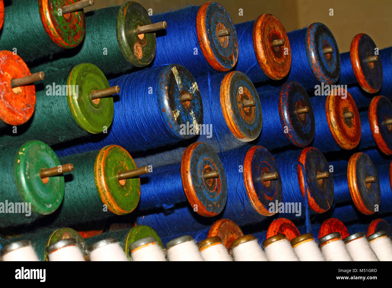 Woollen thread on a spool or bobbin Stock Photo - Alamy