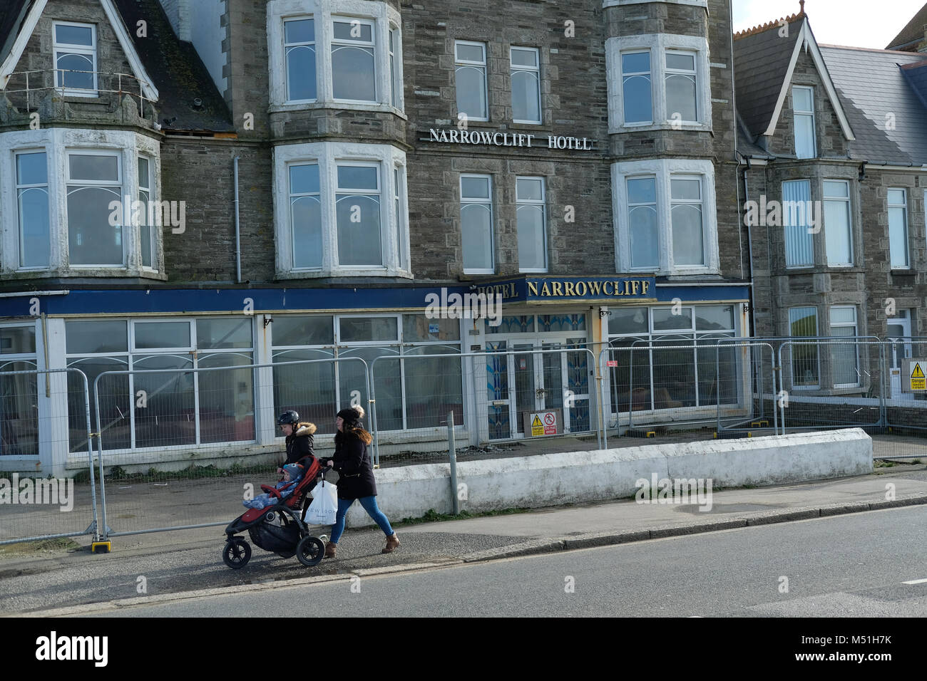 Empty hotel in Newquay, Cornwall. Stock Photo