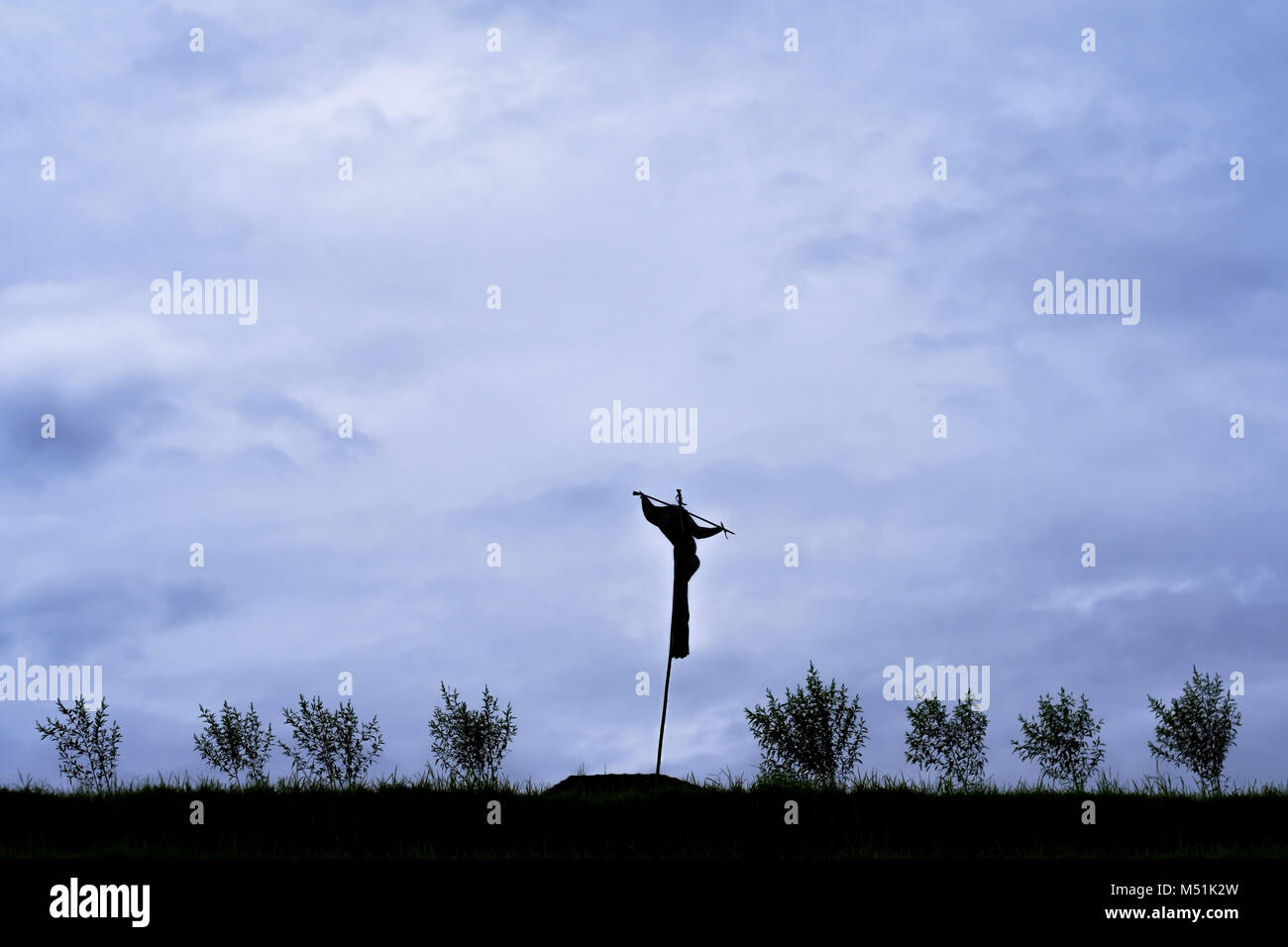 photo of scarecrow in field in Indonesia Stock Photo