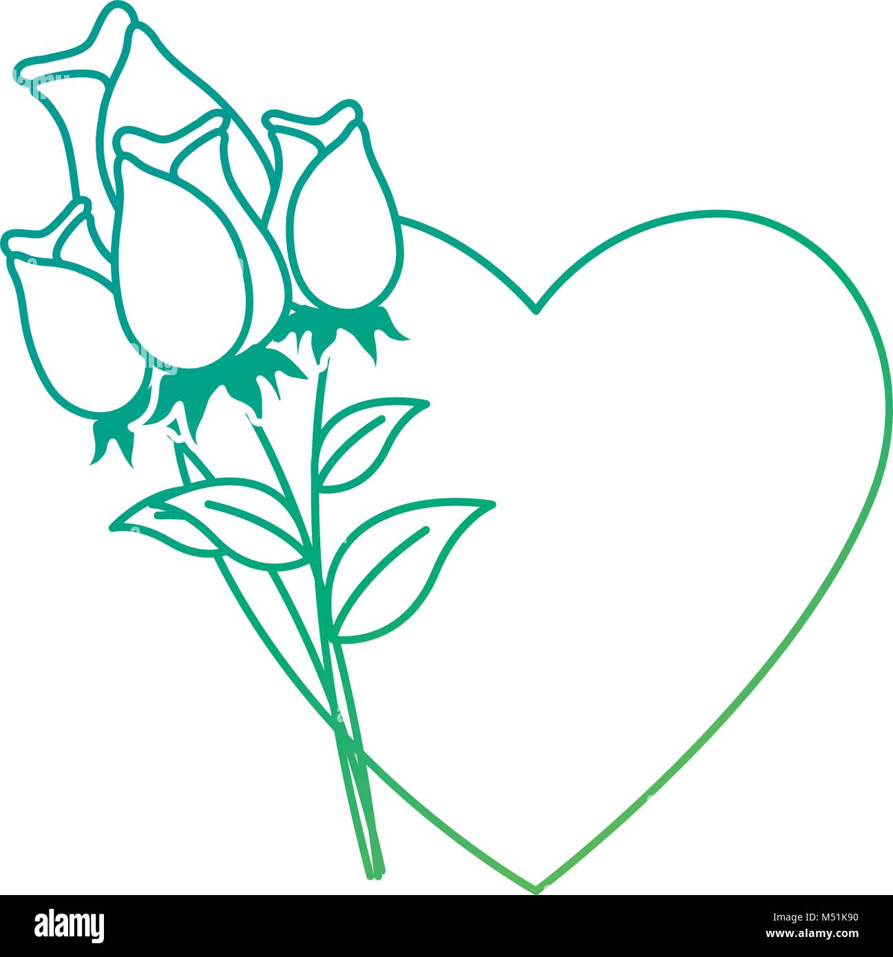beautiful roses with heart decorative icon Stock Vector Image & Art - Alamy