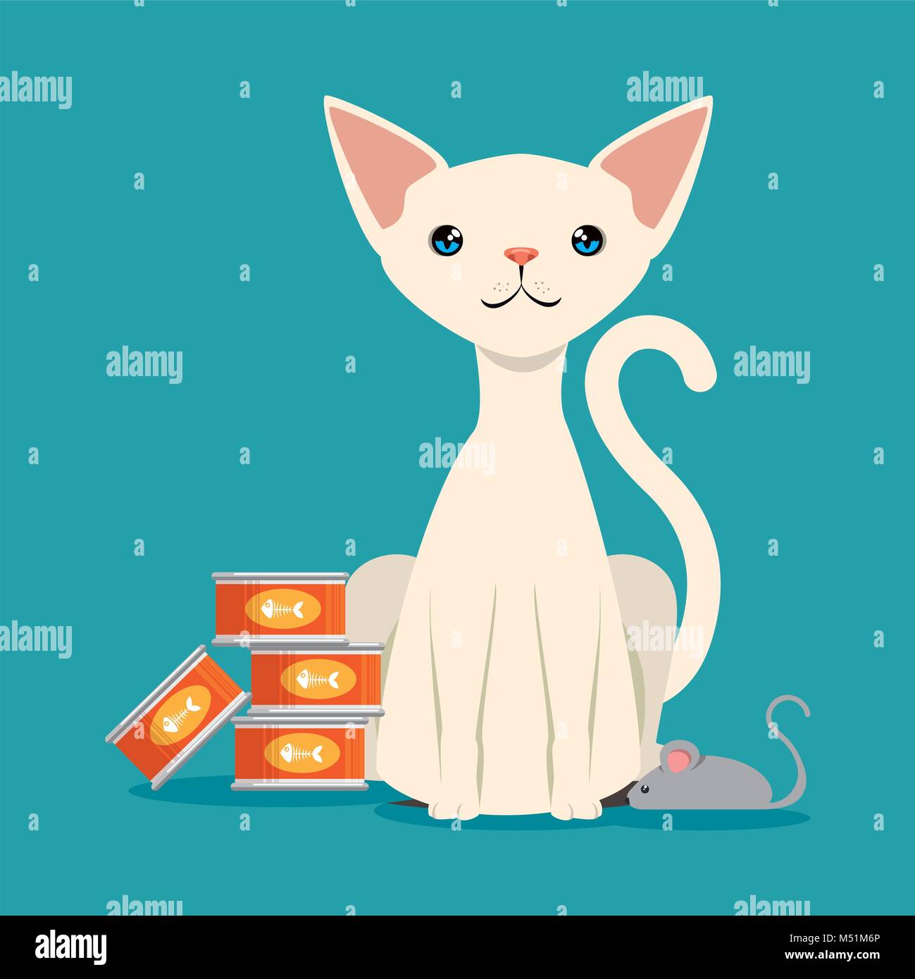 cute cat with atun food pet friendly Stock Vector Image & Art Alamy
