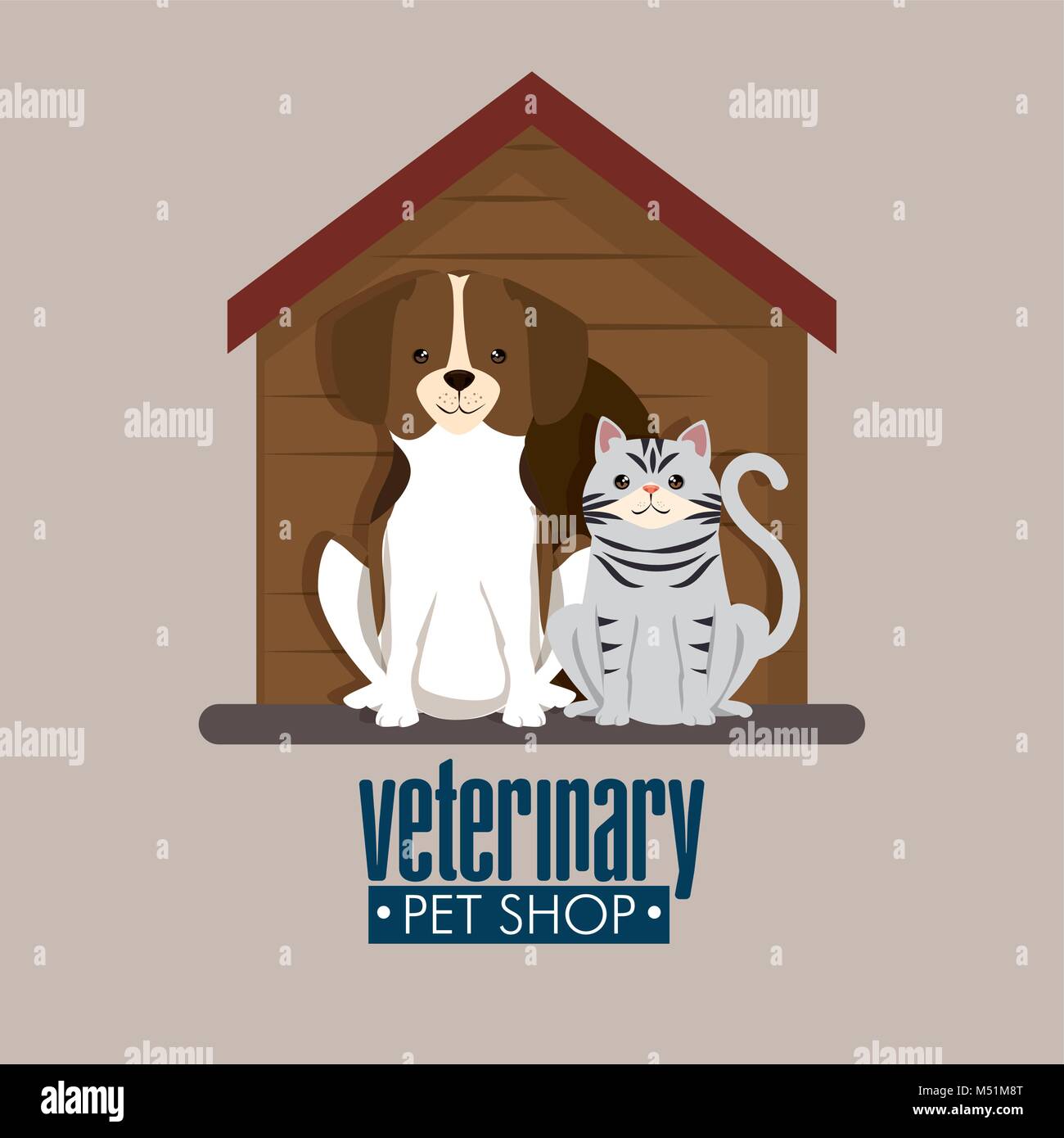 dog and cat in wooden house pet friendly Stock Vector Image & Art - Alamy
