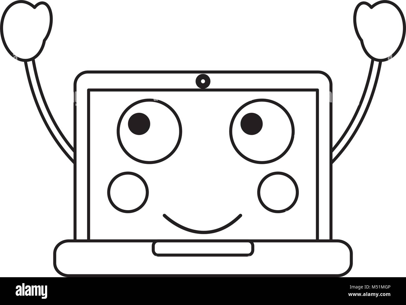 laptop computer kawaii character device Stock Vector Image & Art - Alamy