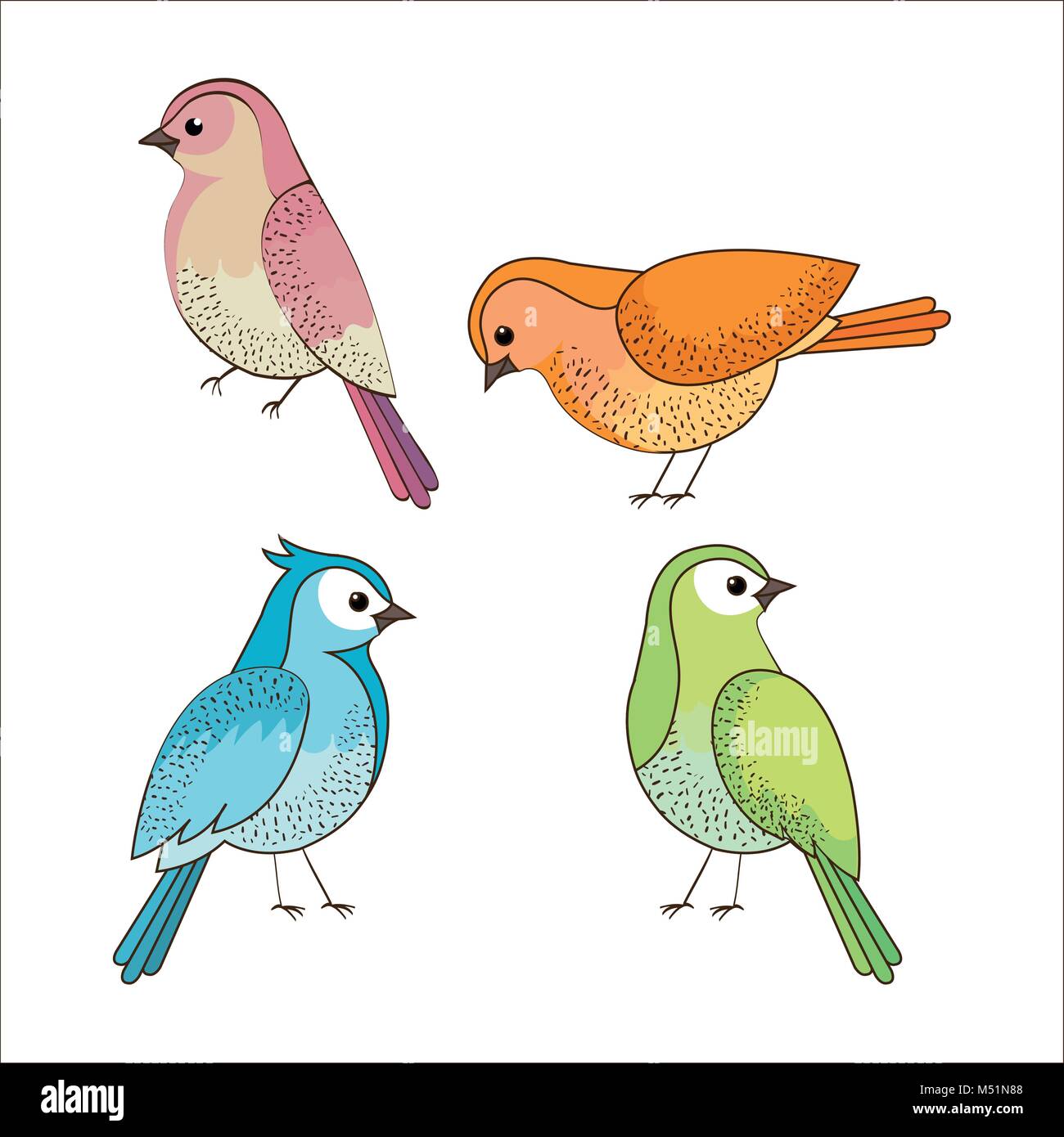 group of cute birds drawn Stock Vector Image & Art - Alamy
