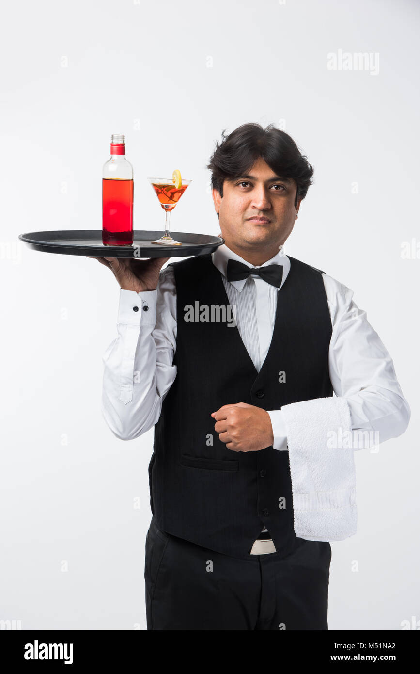 Asian Indian waiter or Bartender isolated over white background