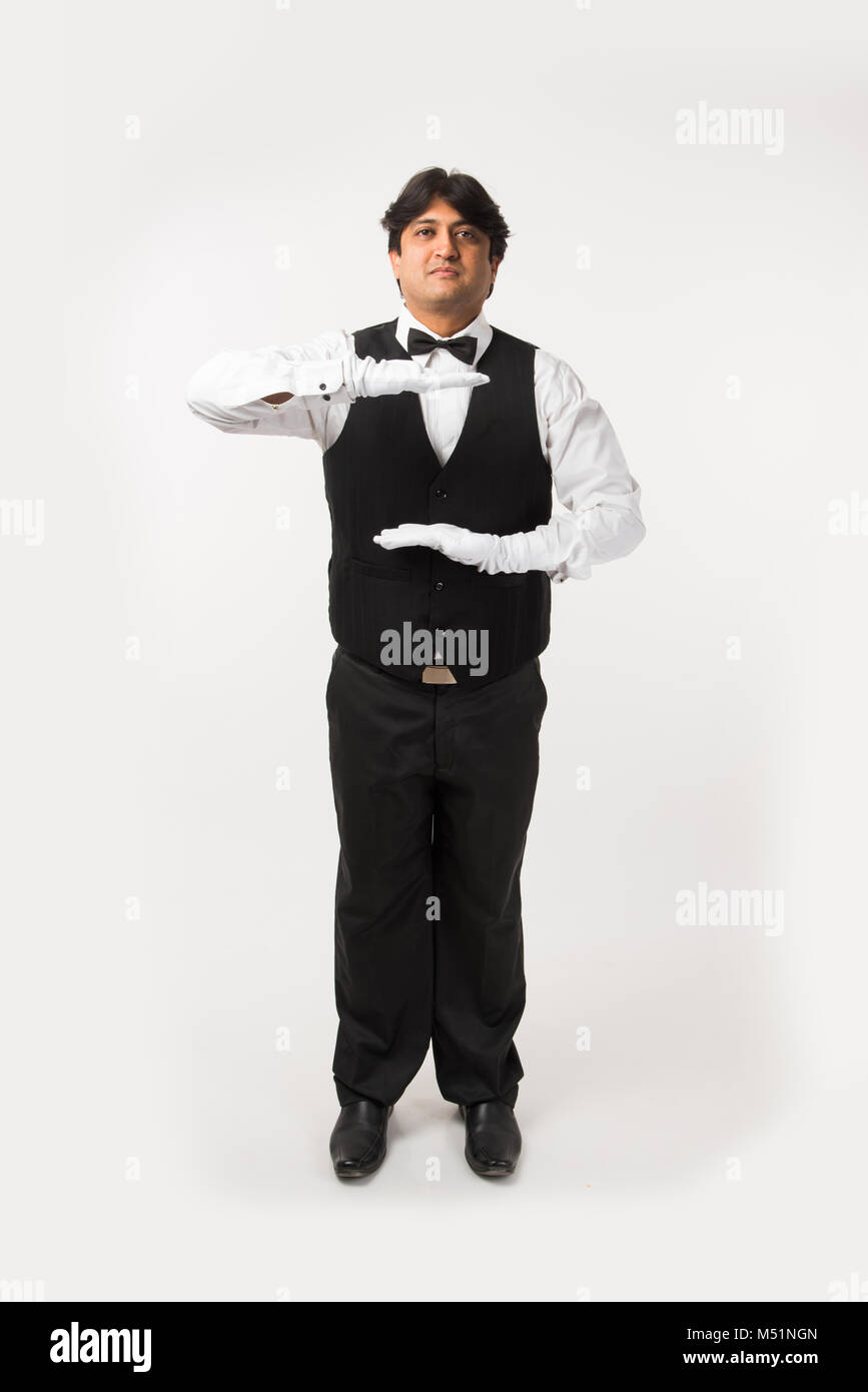 Asian Indian waiter or Bartender isolated over white background