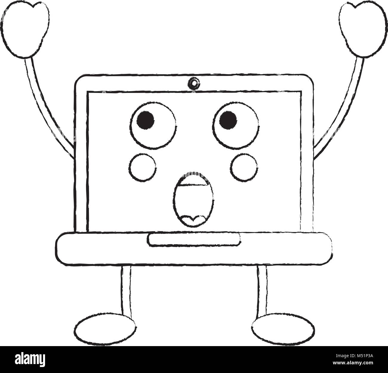 laptop computer kawaii character device Stock Vector Image & Art - Alamy