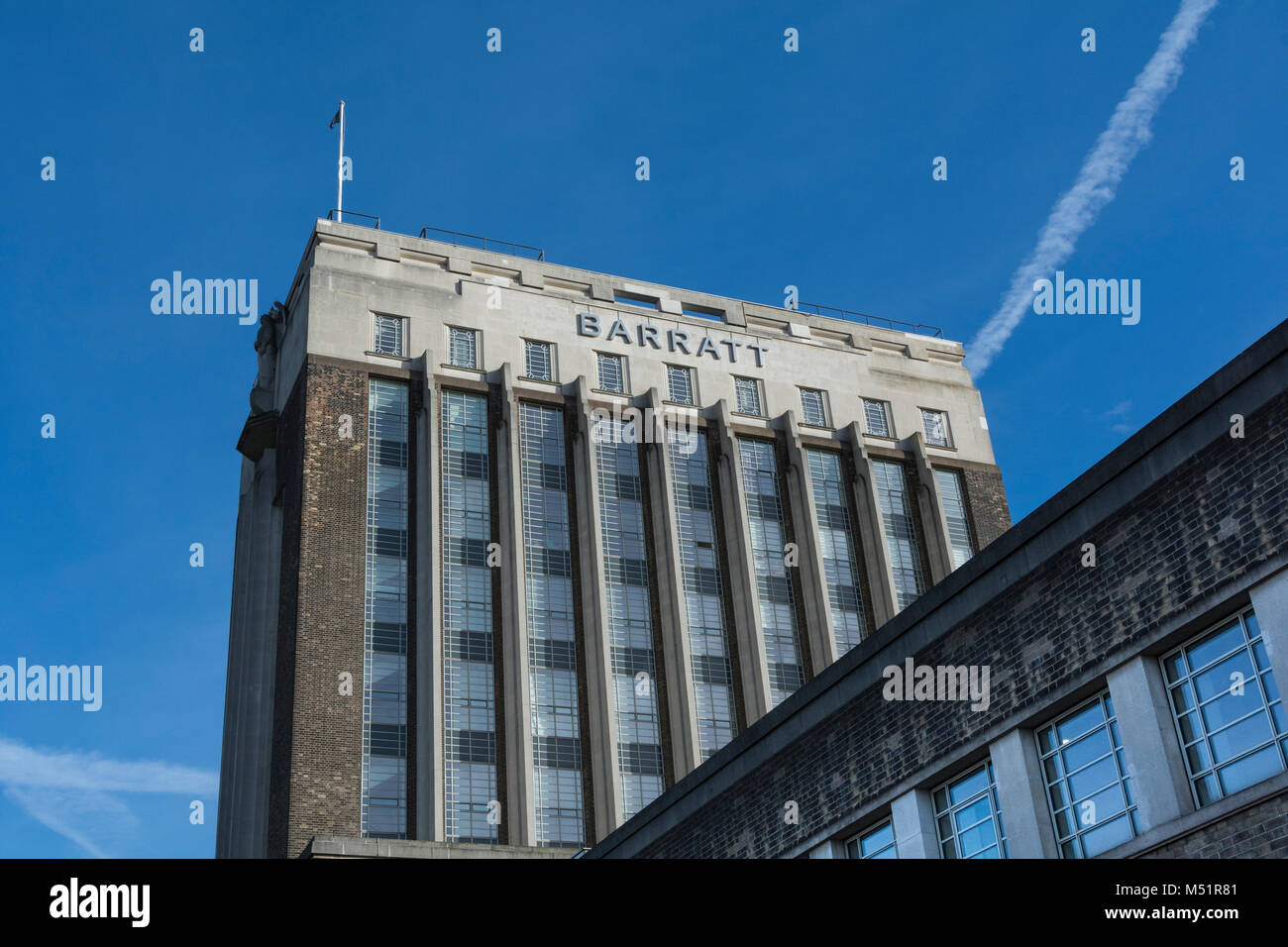 [+] Expand Previous Pause Next                       Barratt's iconic Art Deco Wallis House on the Great West Road, Brentford, Middlesex, UK Stock Photo