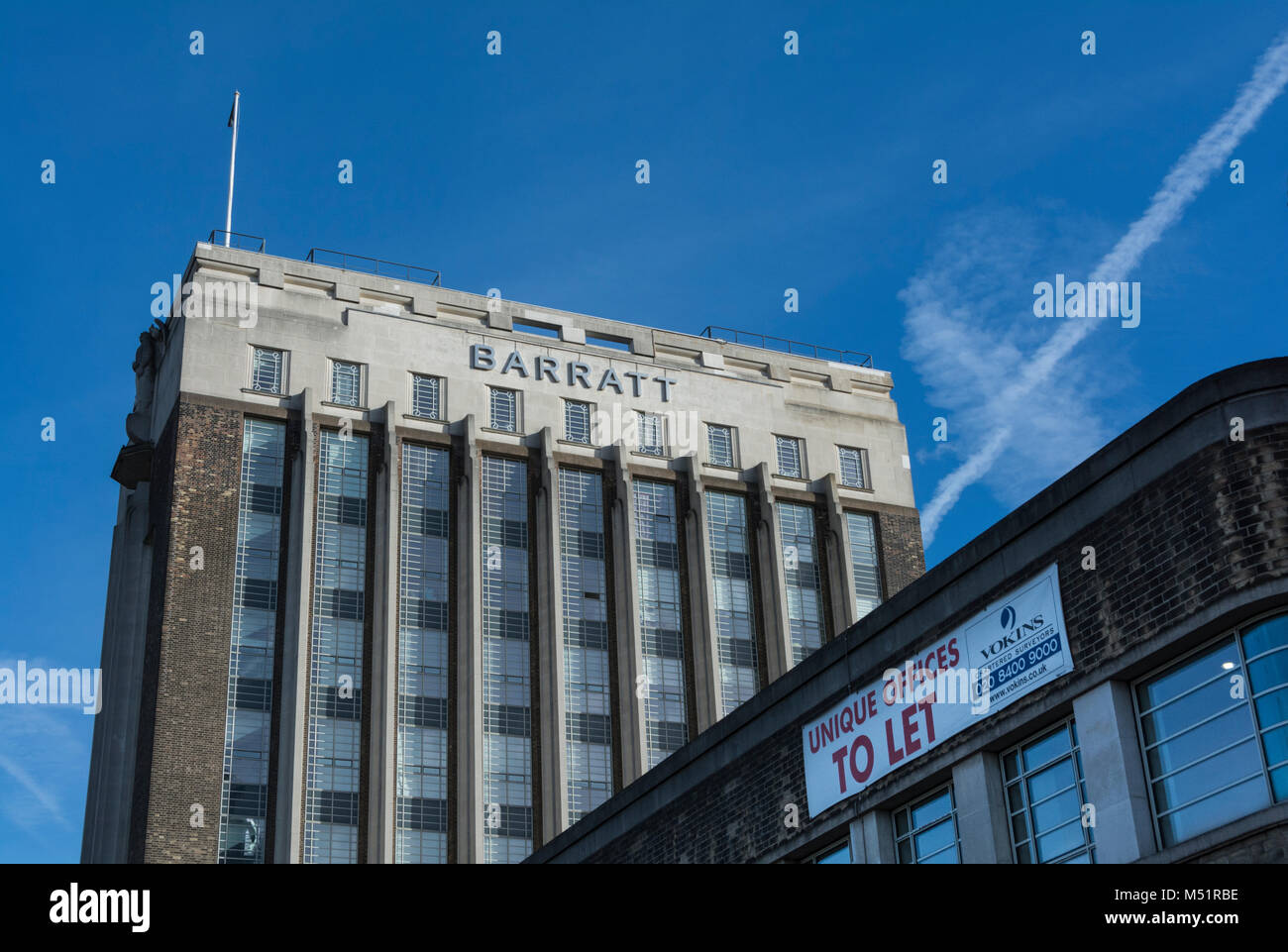 [+] Expand Previous Pause Next                       Barratt's iconic Art Deco Wallis House on the Great West Road, Brentford, Middlesex, UK Stock Photo