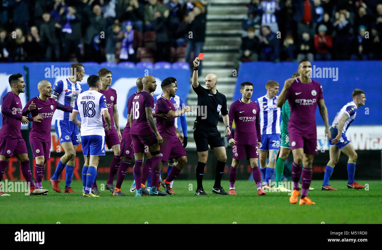 Man city v wigan red clearance card