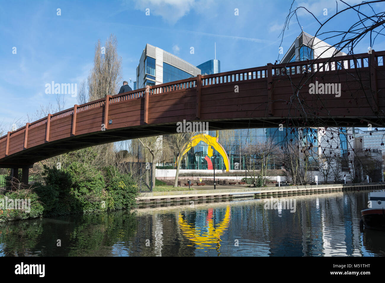 The River Brent and GSK Glaxo Smith Kline HQ, Brentford, Middlesex, London, England, UK Stock Photo