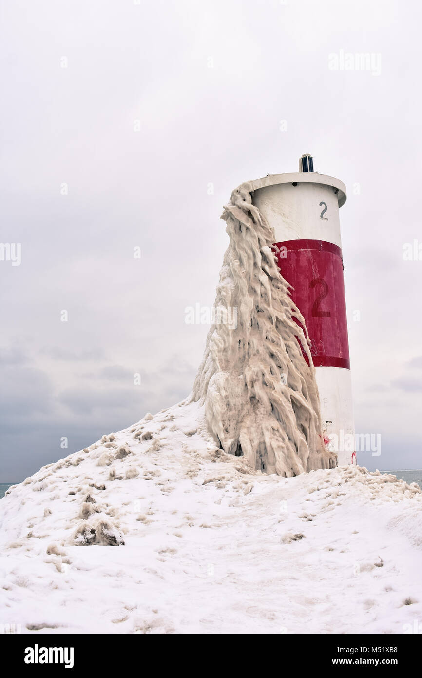 Ice Sprayed Light House Stock Photo - Alamy