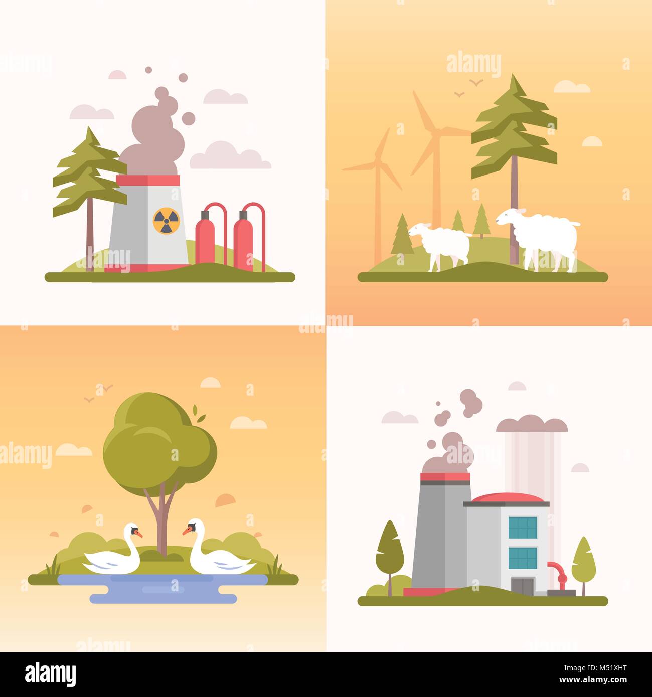 Eco lifestyle - set of modern flat design style vector illustrations ...