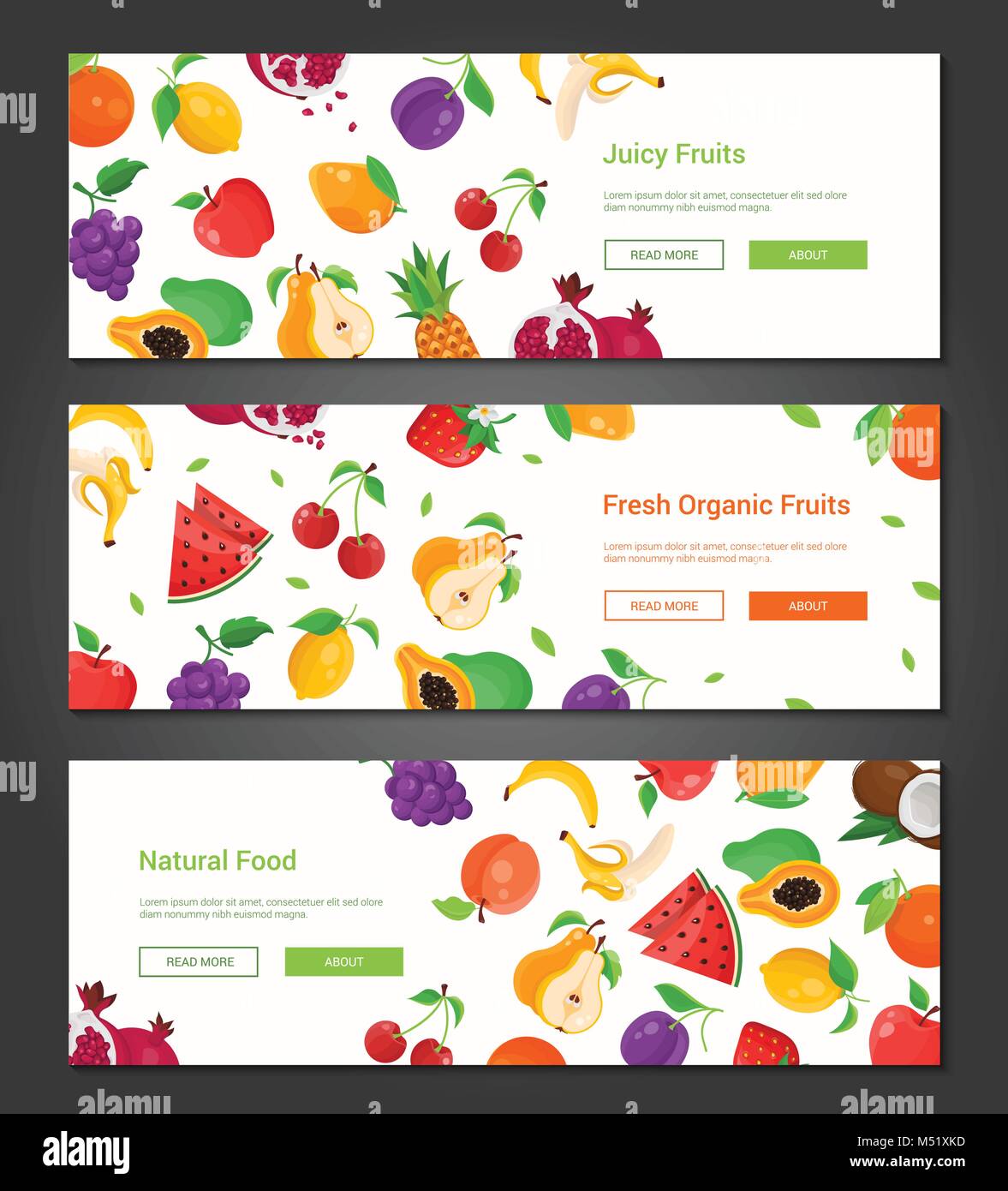 Natural food - set of modern colorful vector illustrations Stock Vector ...