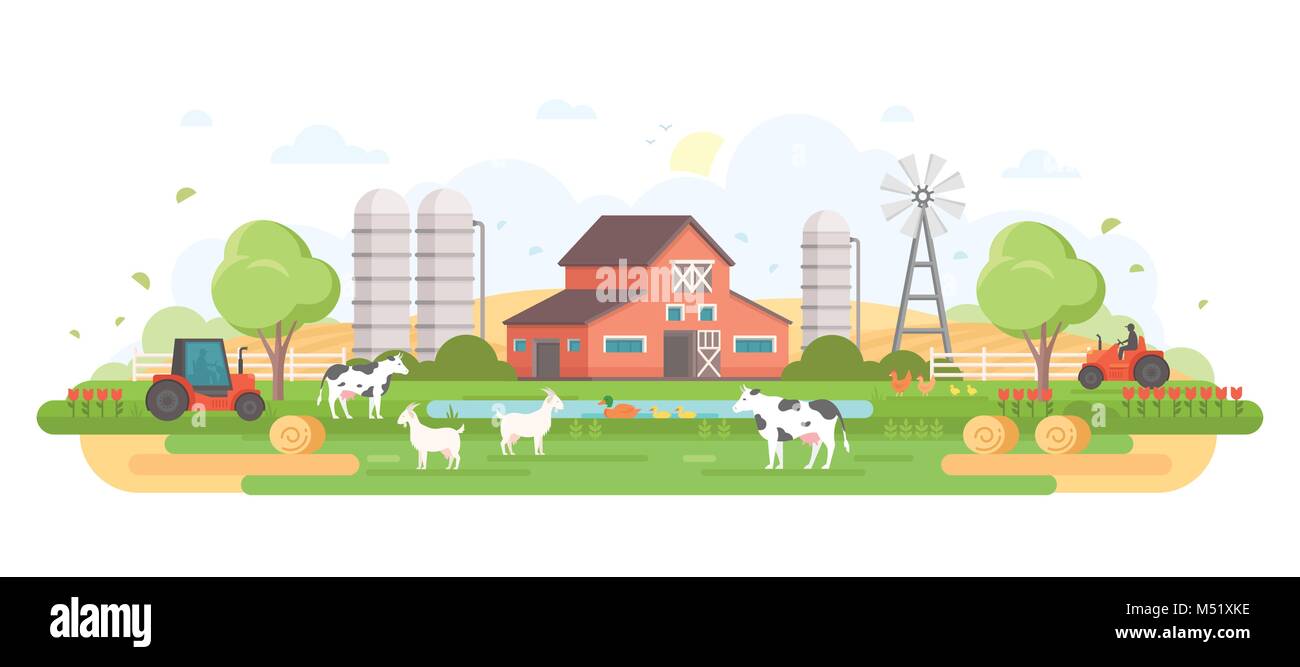 Farm - modern flat design style vector illustration Stock Vector Image ...