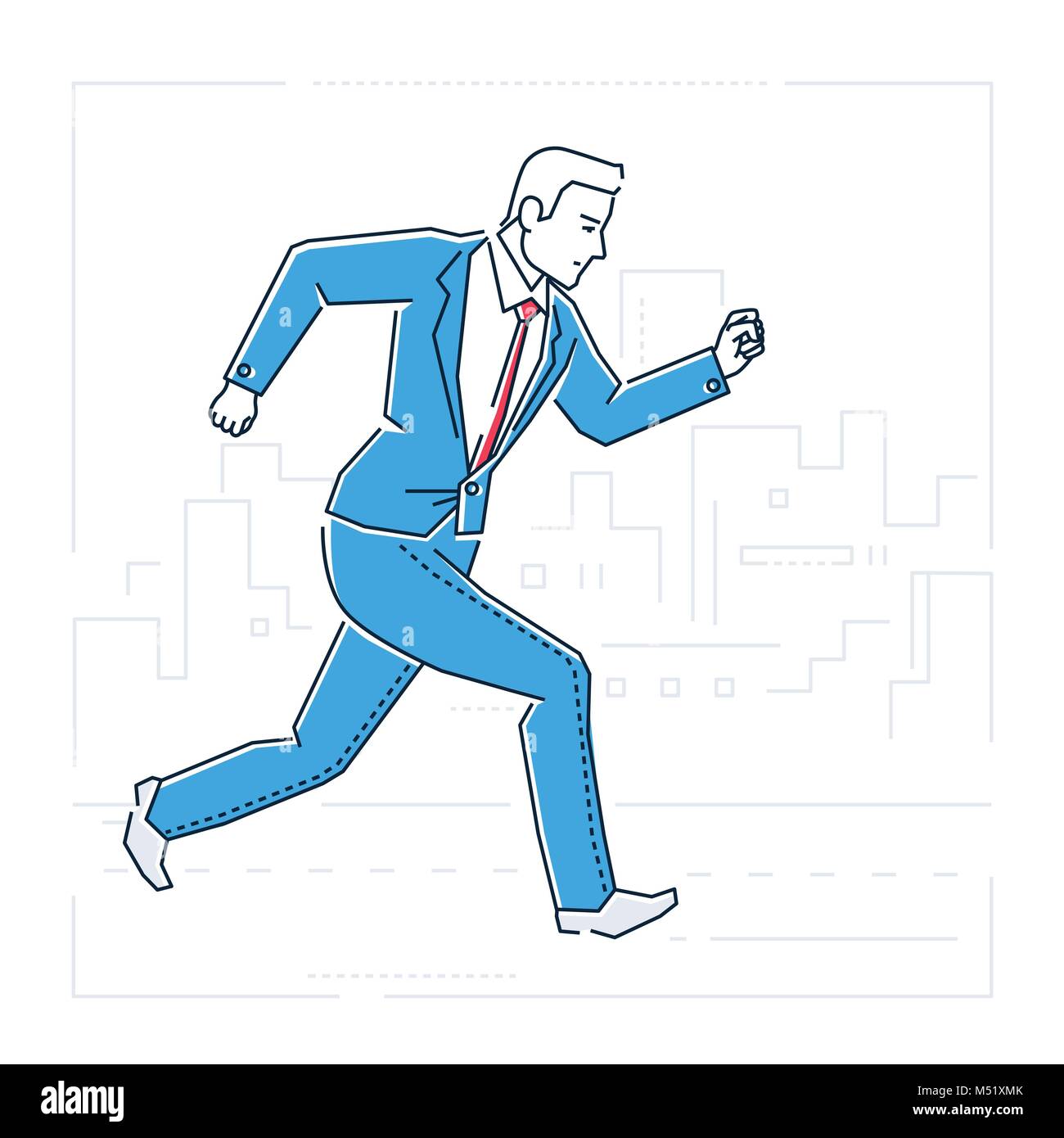 Businessman running - line design style isolated illustration Stock ...
