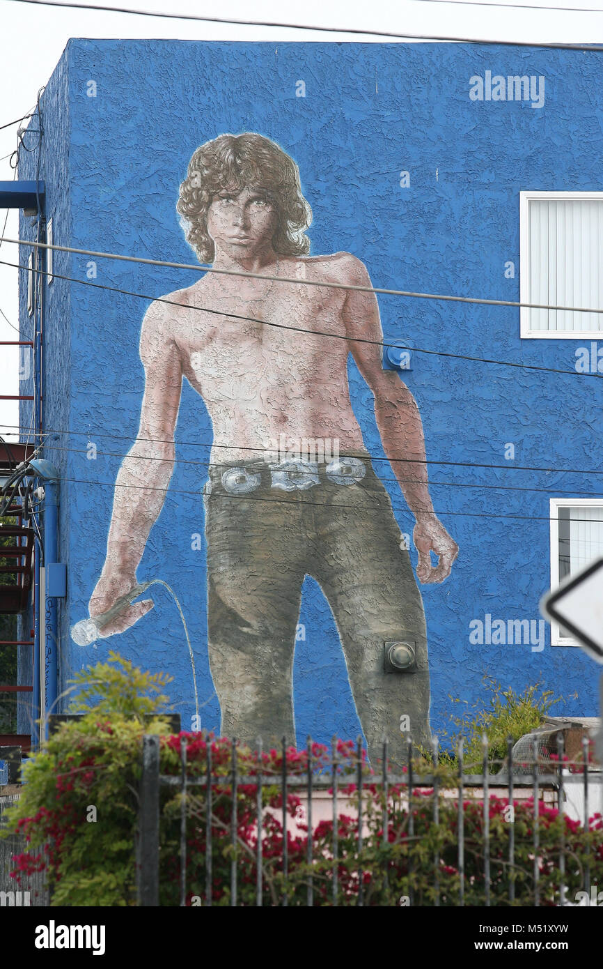 Venice Beach (CA), 26/04/2010. Jim Morrison mural in the Speedway of