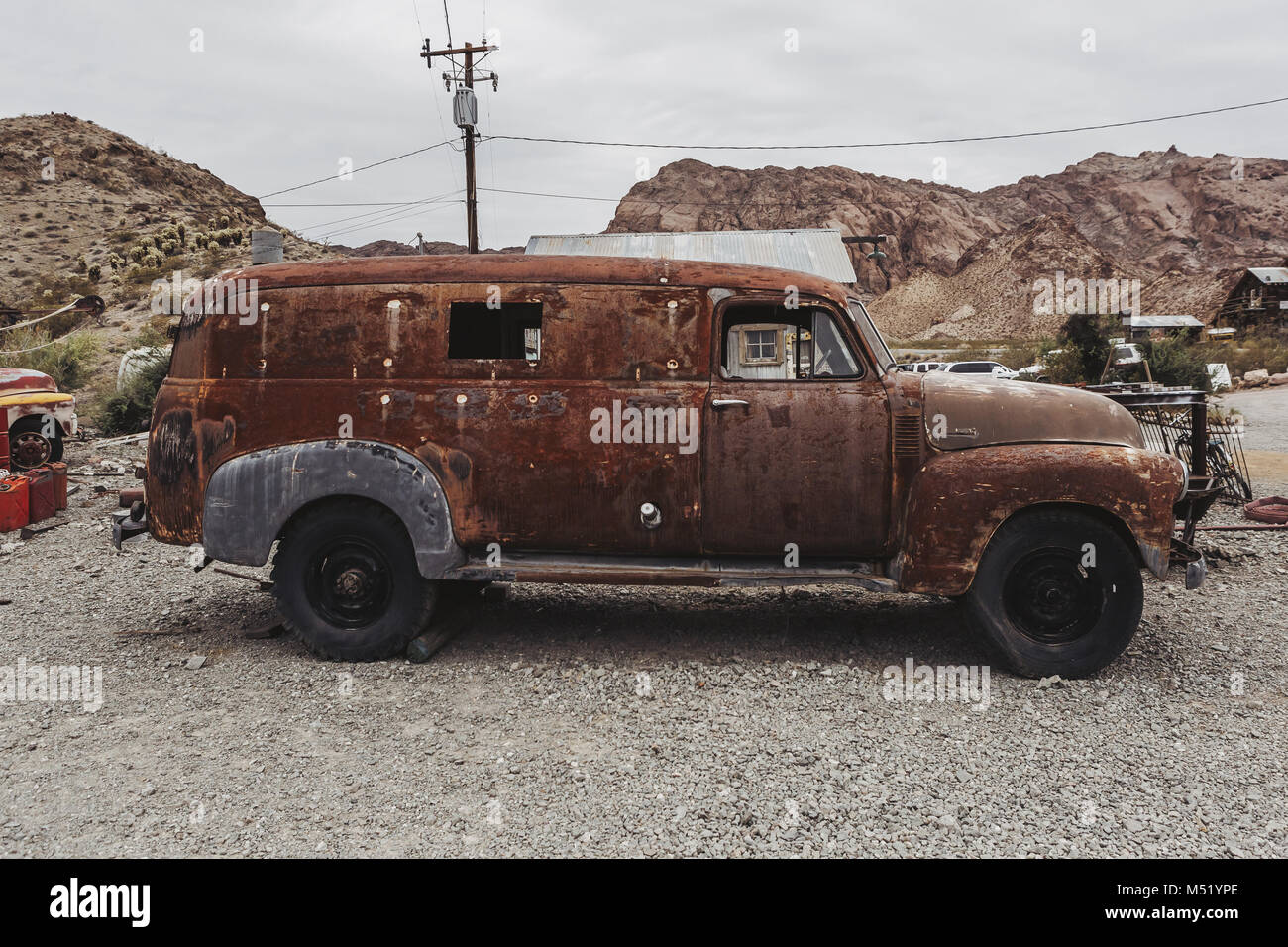 Old vintage rusty car truck abandoned in the desert Stock Photo - Alamy