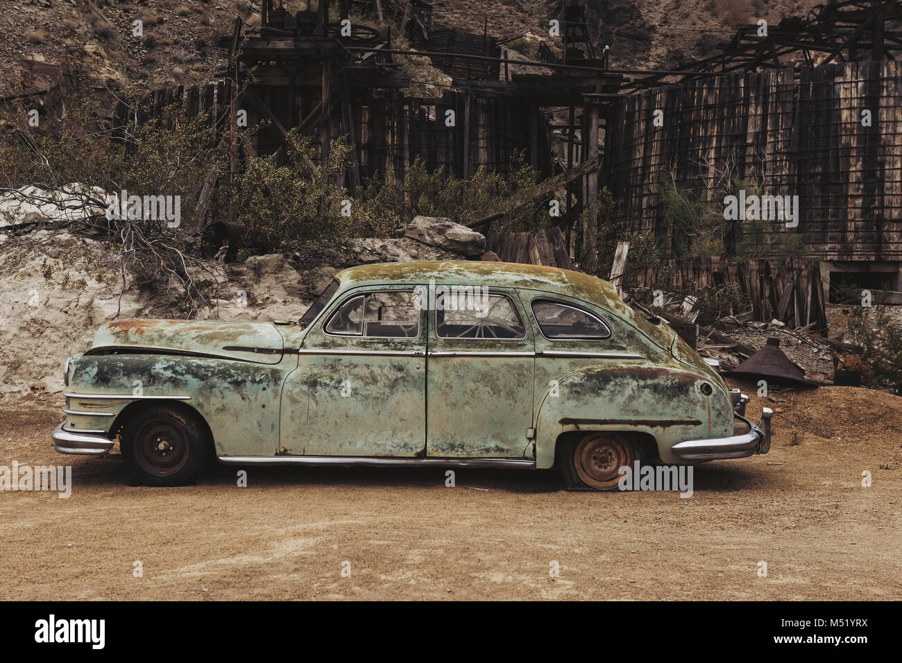 Old vintage rusty car truck abandoned in the desert Stock Photo - Alamy