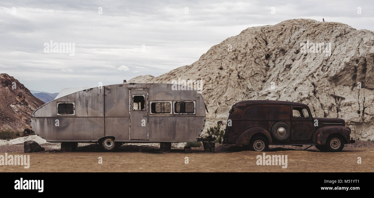 Old vintage rusty car truck abandoned in the desert Stock Photo - Alamy