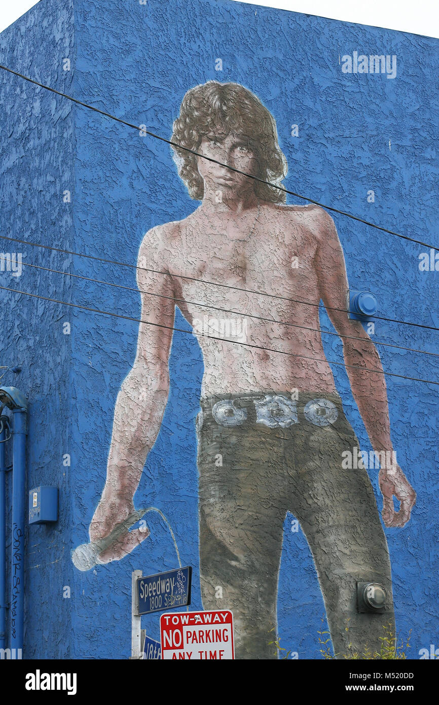 Venice Beach (CA), 26/04/2010. Jim Morrison mural in the Speedway of