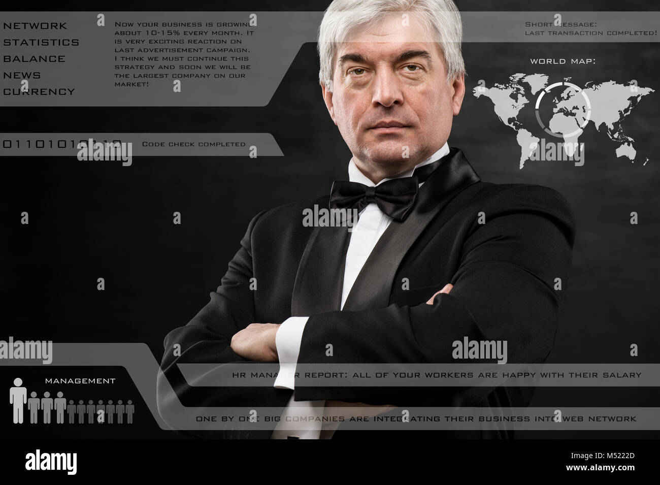 A businessman working on modern online technology on international