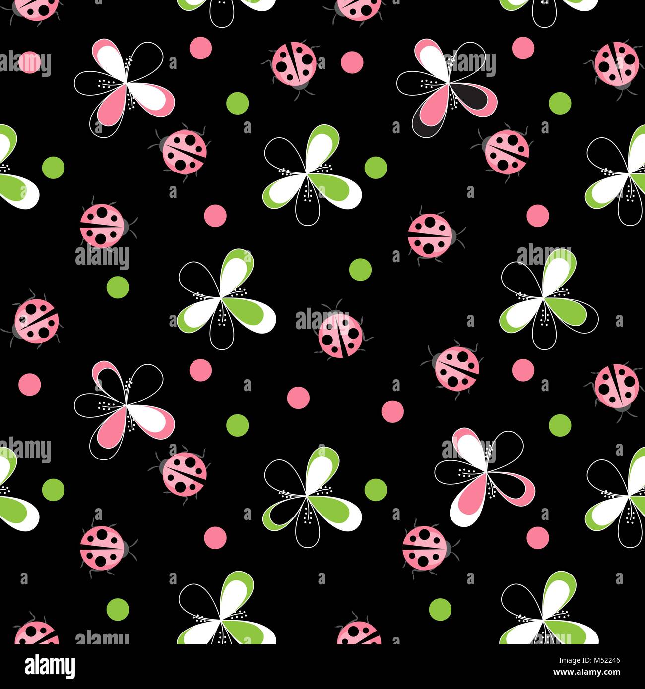 Cute Ladybug Seamless Pattern Background Vector Illustration Stock ...