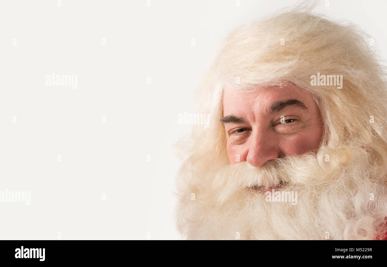 Santa Claus portrait smiling isolated over a white background Stock ...