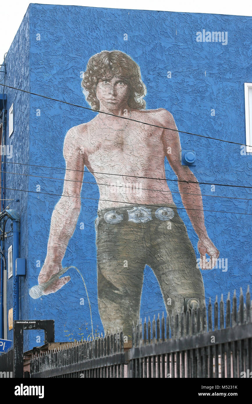 Venice Beach (CA), 26/04/2010. Jim Morrison mural in the Speedway of