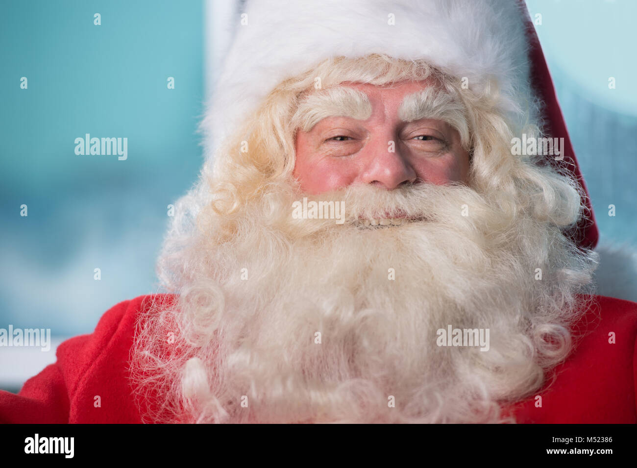 Santa Claus closeup portrait indoors in real life Stock Photo - Alamy