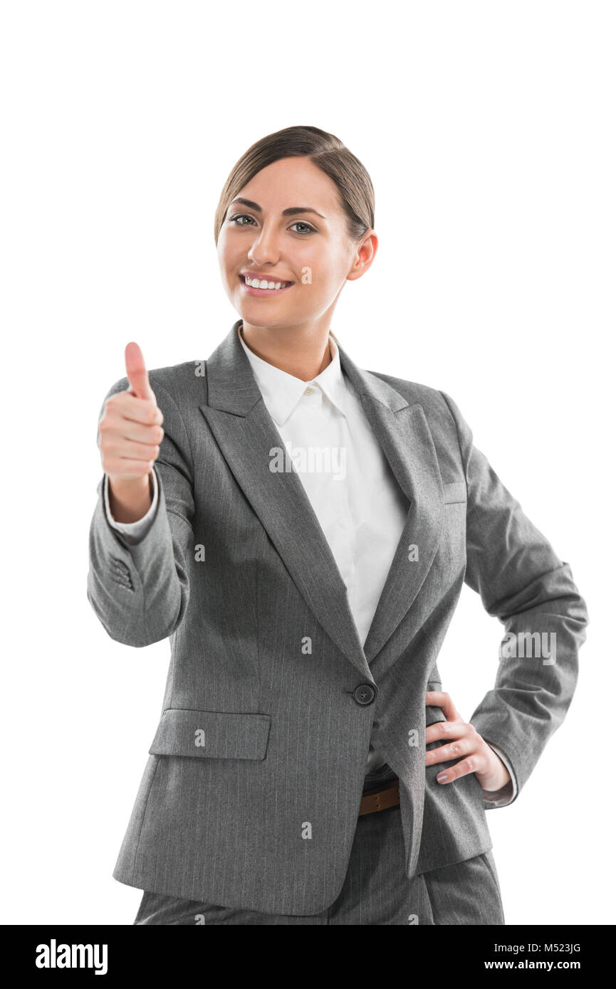 Portrait of smiling business woman, isolated on white background. Thumb ...